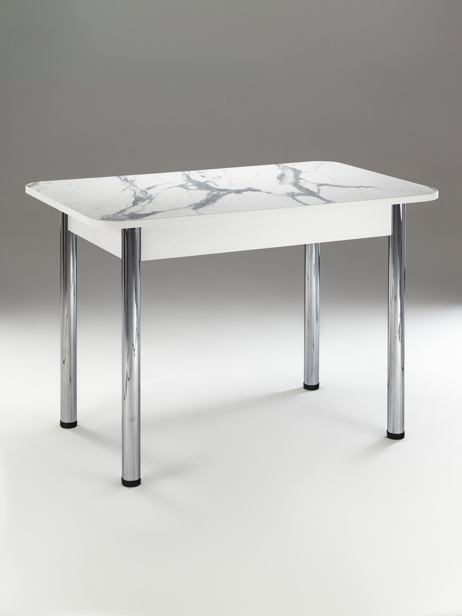 Стол кухонный, 1100×700×775 мм, цвет белый/мрамор белый пластик